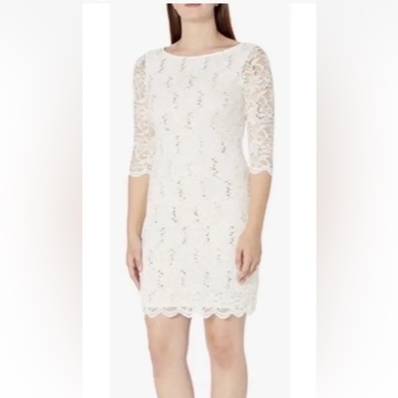 Tiana B Women's Sequin Lace Sheath Dress Cream Size 6P - Picture 1 of 12